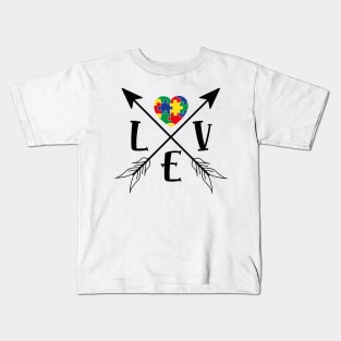 Love Heart Puzzle Autism Awareness Gift for Birthday, Mother's Day, Thanksgiving, Christmas Kids T-Shirt